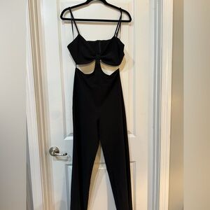 Socialite Black Cutout Jumpsuit with Spaghetti Straps